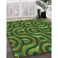 Patterned Army Green Rug, pat2264grn