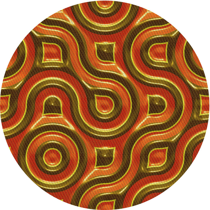 Square Patterned Tomato Red Rug, pat2264yw