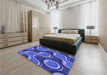 Patterned Sky Blue Rug in a Bedroom, pat2265blu