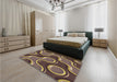 Patterned Dark Brown Rug in a Bedroom, pat2265brn