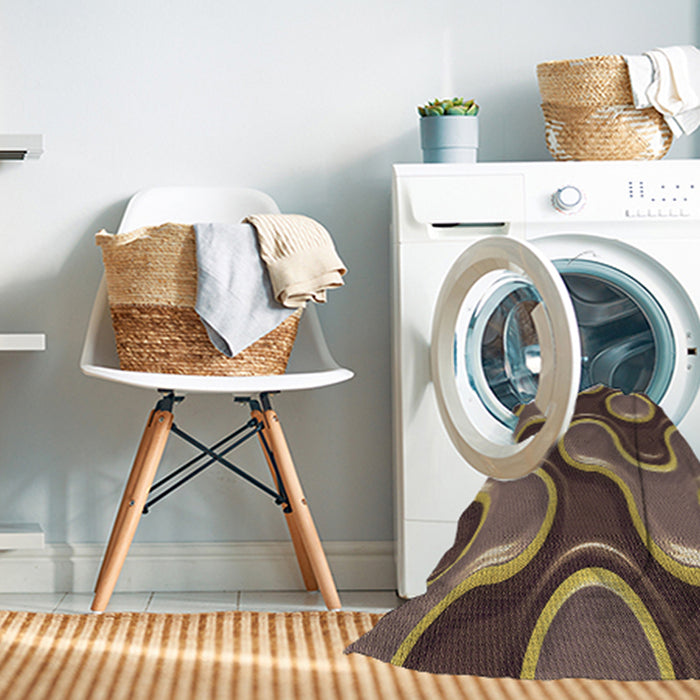 Machine Washable Transitional Dark Brown Rug in a Washing Machine, wshpat2265brn