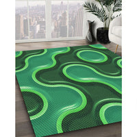 Patterned Deep Emerald Green Rug, pat2265grn