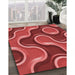 Patterned Red Rug in Family Room, pat2265rd