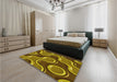 Patterned Dark Bronze Brown Rug in a Bedroom, pat2265yw