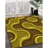 Patterned Dark Bronze Brown Rug, pat2265yw