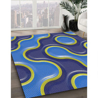 Patterned Blue Modern Rug, pat2265