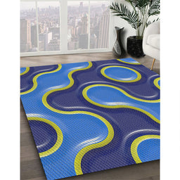 Patterned Blue Modern Rug in Family Room, pat2265