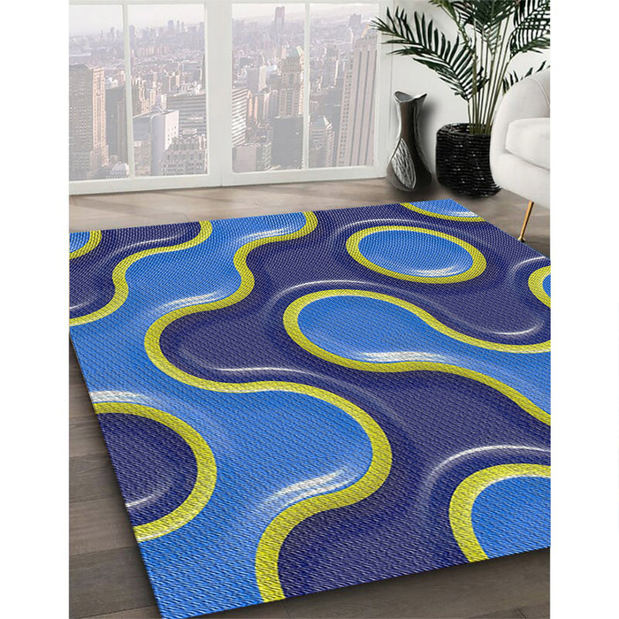 Machine Washable Transitional Blueberry Blue Rug in a Family Room, wshpat2265