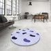 Round Patterned Lavender Blue Rug in a Office, pat2266blu