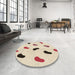 Round Patterned Moccasin Beige Rug in a Office, pat2266brn