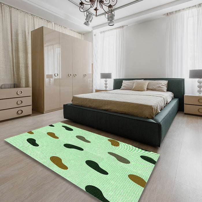 Round Machine Washable Transitional Mint Green Rug in a Office, wshpat2266grn
