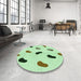 Round Patterned Mint Green Rug in a Office, pat2266grn