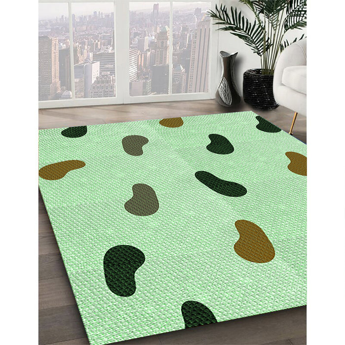 Patterned Mint Green Rug in Family Room, pat2266grn