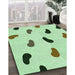 Patterned Mint Green Rug in Family Room, pat2266grn