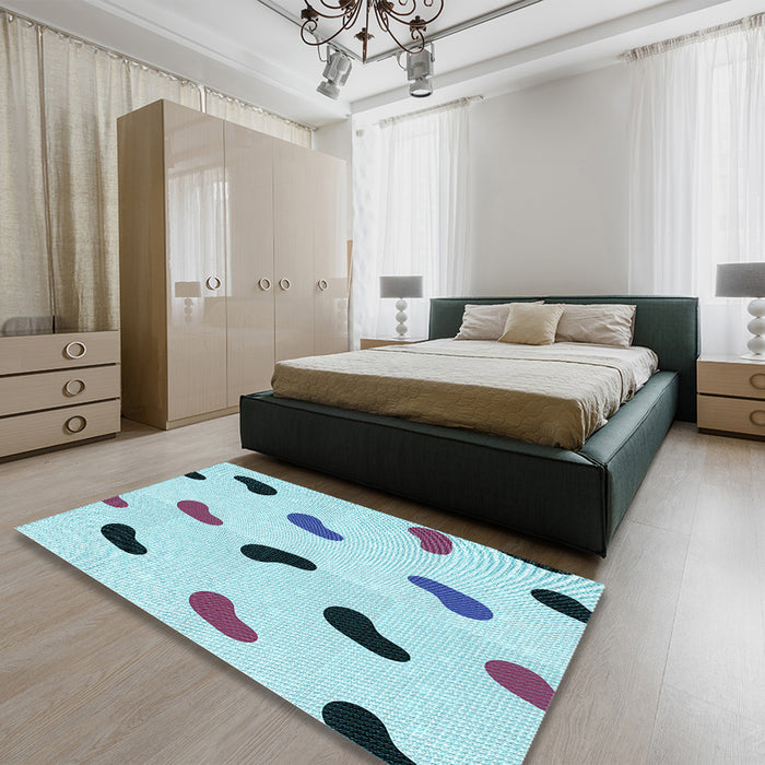 Patterned Koi Blue Rug in a Bedroom, pat2266lblu