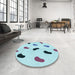 Round Patterned Koi Blue Rug in a Office, pat2266lblu