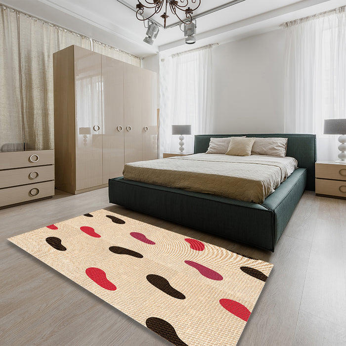 Patterned Bronze Brown Rug in a Bedroom, pat2266org