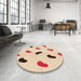 Round Patterned Bronze Brown Rug in a Office, pat2266org