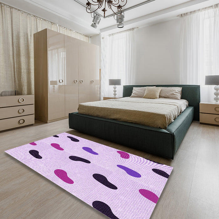 Patterned Purple Rug in a Bedroom, pat2266pur