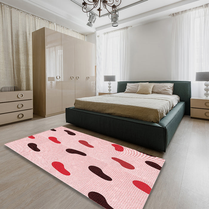 Patterned Pink Rug in a Bedroom, pat2266rd