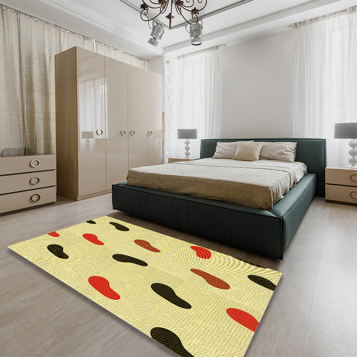 Patterned Caramel Brown Rug in a Bedroom, pat2266yw