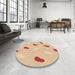 Round Patterned Brown Gold Rug in a Office, pat2267brn