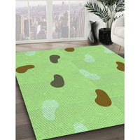 Patterned Green Yellow Green Rug, pat2267grn