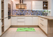 Patterned Green Yellow Green Rug in a Kitchen, pat2267grn