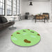 Round Patterned Green Yellow Green Rug in a Office, pat2267grn