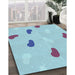 Machine Washable Transitional Iceberg Blue Rug in a Family Room, wshpat2267lblu