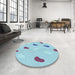 Round Patterned Iceberg Blue Rug in a Office, pat2267lblu