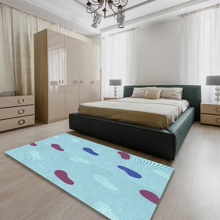Patterned Iceberg Blue Rug in a Bedroom, pat2267lblu