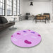 Round Patterned Purple Rug in a Office, pat2267pur