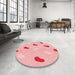 Round Patterned Red Rug in a Office, pat2267rd