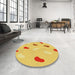 Round Patterned Bold Yellow Rug in a Office, pat2267yw