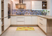 Patterned Bold Yellow Rug in a Kitchen, pat2267yw