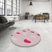 Round Machine Washable Transitional Purple Pink Rug in a Office, wshpat2267