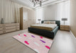 Machine Washable Transitional Purple Pink Rug in a Bedroom, wshpat2267