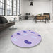 Round Patterned Purple Mimosa Purple Rug in a Office, pat2268blu