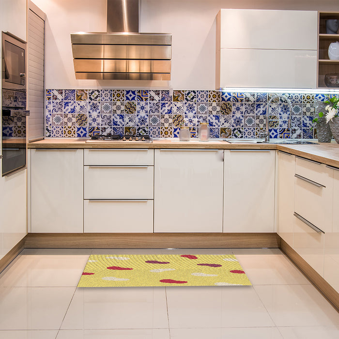 Patterned Yellow Rug in a Kitchen, pat2268brn