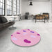 Round Patterned Pastel Purple Pink Rug in a Office, pat2268pur