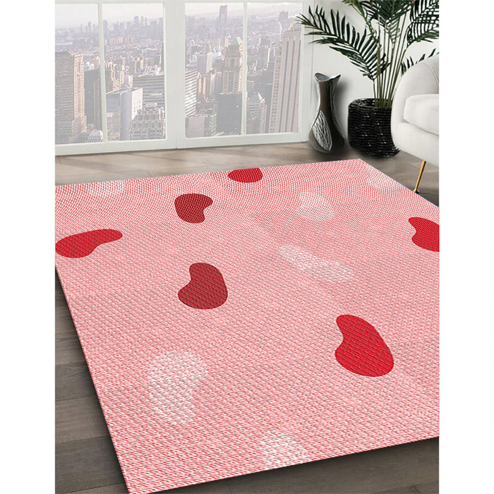 Patterned Red Rug in Family Room, pat2268rd