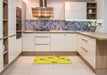 Patterned Yellow Rug in a Kitchen, pat2268yw