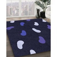 Patterned Black Rug, pat2269blu