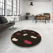 Round Patterned Dark Brown Rug in a Office, pat2269brn