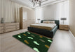 Patterned Black Rug in a Bedroom, pat2269grn