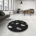 Round Patterned Black Rug in a Office, pat2269gry