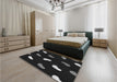 Patterned Black Rug in a Bedroom, pat2269gry