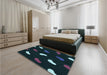 Patterned Black Rug in a Bedroom, pat2269lblu