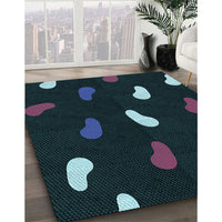 Patterned Black Rug, pat2269lblu